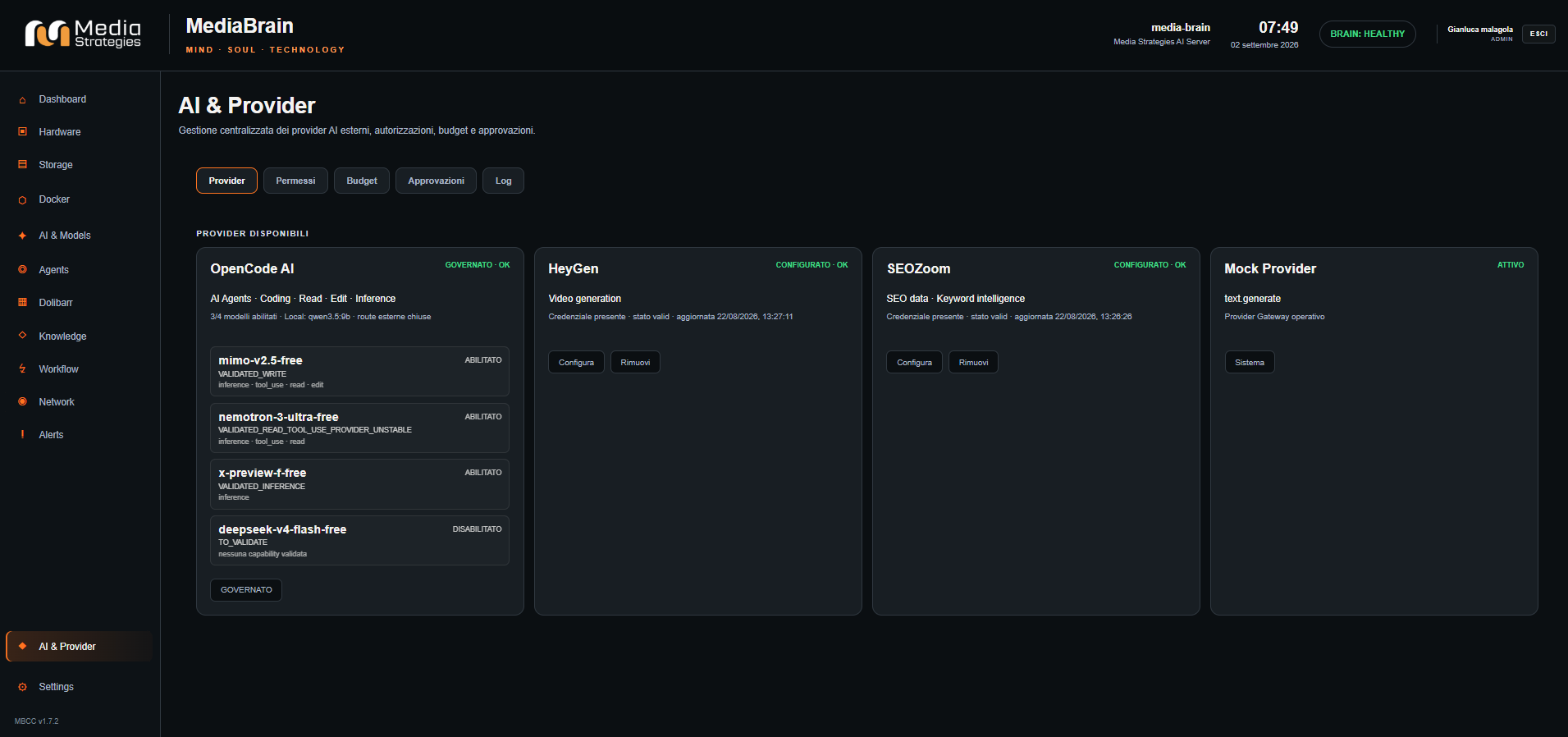 Media Brain Control Center - AI & Provider